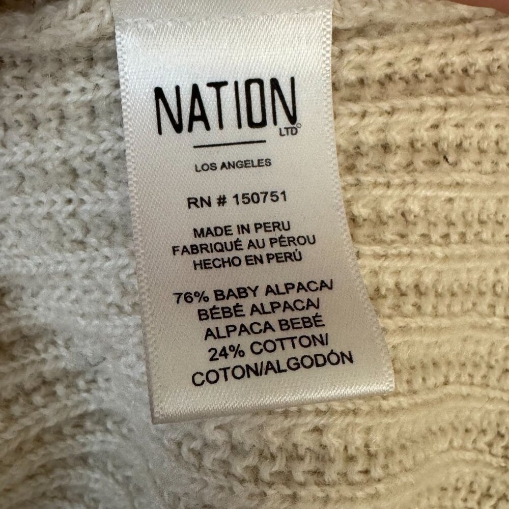 Nation LTD Jude Cream Baby Alpaca Blend Bell Cuff Sleeve Oversized Sweater Small - Picture 10 of 12
